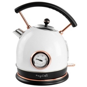 MegaChef 1.8 Liter Half Circle Electric Tea Kettle with Thermostat in White - 1 of 4