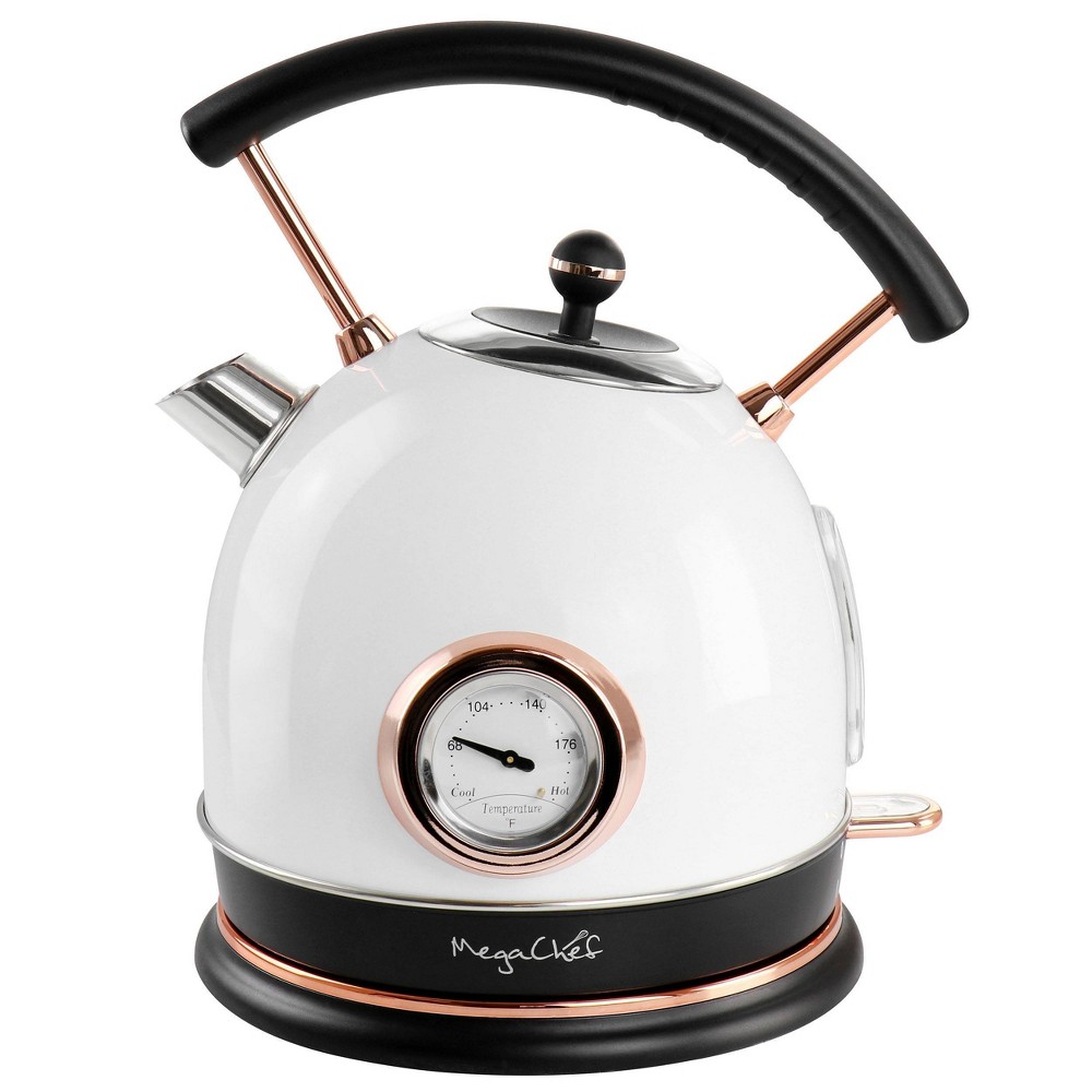 Photos - Electric Kettle MegaChef 1.8 Liter Half Circle Electric Tea Kettle with Thermostat in Whit