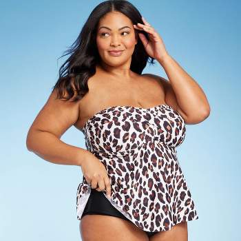 Swimsuits For All Women's Plus Size Mesh Wrap Bandeau Tankini Top, 14 -  Black : Target
