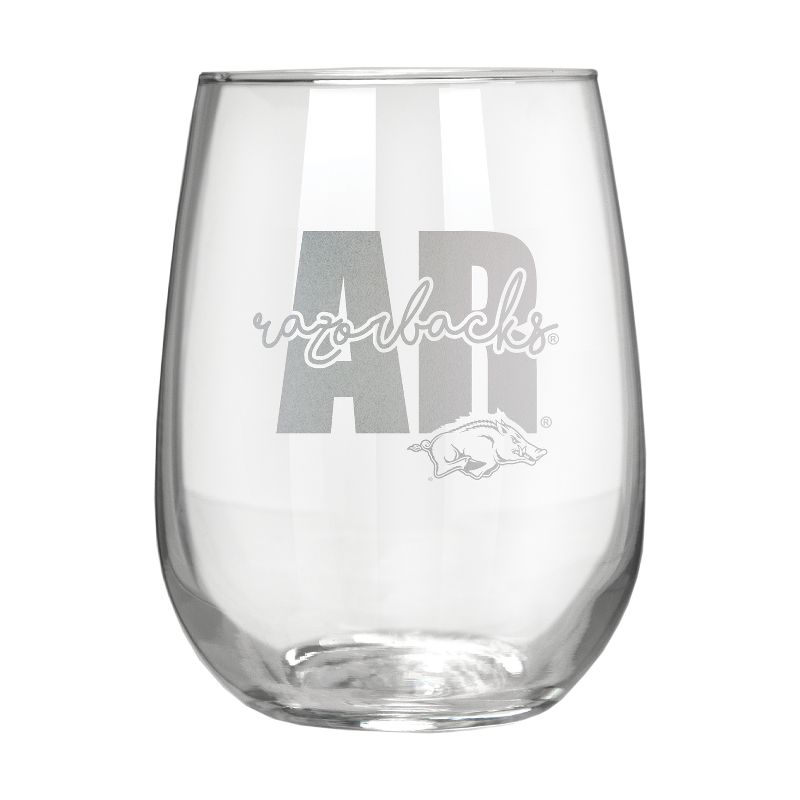 NCAA Arkansas Razorbacks The Vino Stemless 17oz Wine Glass - Clear, 1 of 2