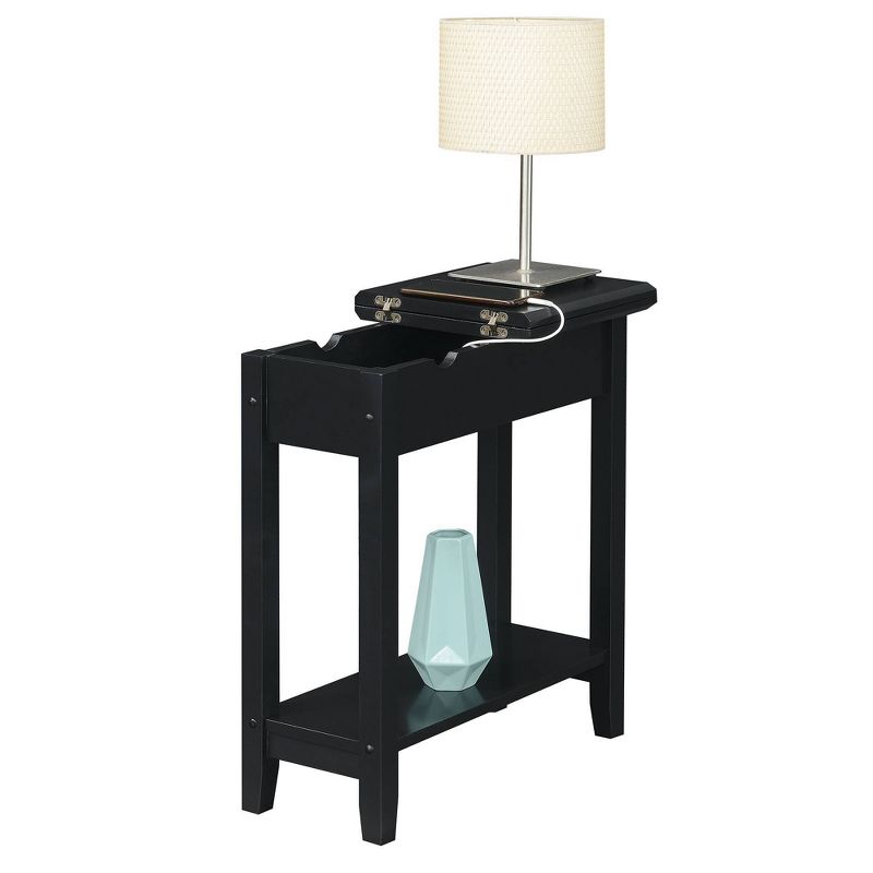 American Heritage Flip Top End Table with Charging Station and Shelf - Breighton Home, 3 of 7