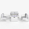 LayinSun 4 Pieces Aluminum Outdoor Patio Furniture Set, Metal Modern Conversation Sofa Set with Fire Pit Table and Washable Thick Cushions - 2 of 4