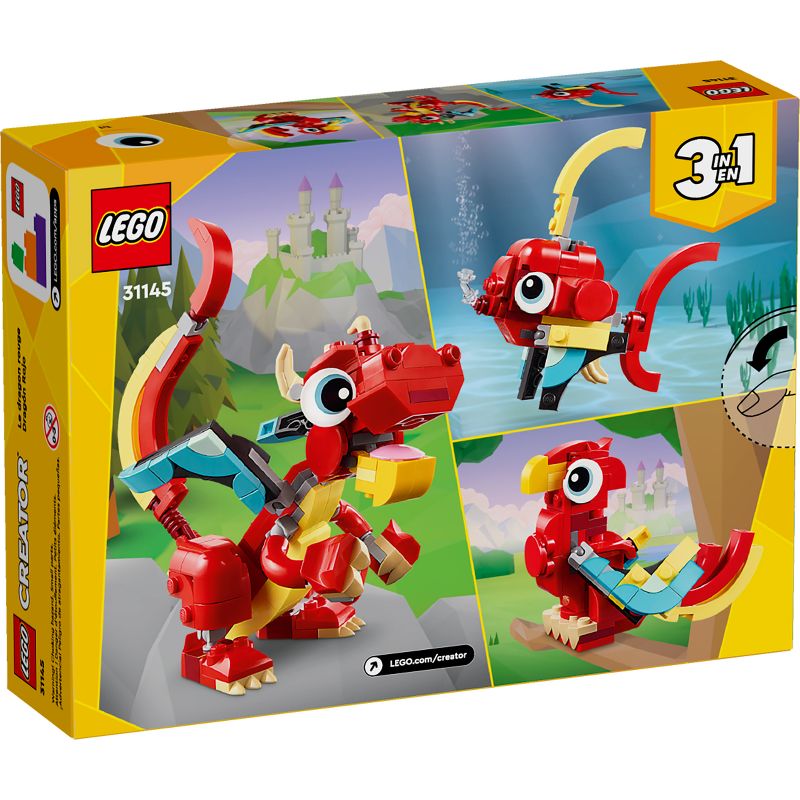 LEGO Creator 3 in 1 Red Dragon 3 in 1 Animal Toy Set 31145, 5 of 8
