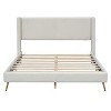 NicBex Queen Size Upholstered Bed Frame with Corduroy Wingback Headboard,Platform Bed Frame with Metal Legs,No Box Spring Needed,Easy Assembly,Beige - 4 of 4