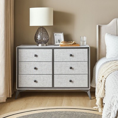 Julia 6-Drawer Upholstered Dresser | ARTFUL LIVING DESIGN-LIGHT GREY
