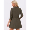 INSPIRE CHIC Women's 3/4 Sleeve Button Front Solid Color Flare Mini Shirt Dress - 4 of 4