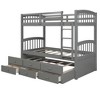 NicBex Twin over Twin Bunk Bed Convertible Pine Triple Bed Frame with Trundle, 3 Drawers, Ladder and Guardrail, No Box Spring Required - 4 of 4