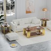 Dolonm Luxury Gold Coffee Table: 43.3" Rectangular 8mm Tempered Glass, 300lbs Stainless Steel Legs, Adjustable Feet - Modern Living Room - 4 of 4