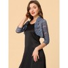 Allegra K Women's Elegant Ruffle Collar Sheer Floral Lace Crop Shrug - 3 of 4