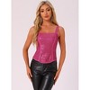 Allegra K Women's Sequin Sparkly Glitter Sleeveless Camisole Corset Tank Top - 3 of 4