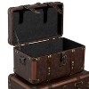 Set of 3 Traditional Faux Leather and Wood Storage Case Trunks Brown - Olivia & May - 3 of 4
