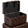 Set of 3 Traditional Faux Leather and Wood Storage Case Trunks Brown - Olivia & May - image 3 of 4