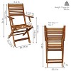 Sunnydaze Meranti Wood with Teak Oil Finish Wooden Folding Patio Lawn Slatted Arm Chairs Set - Brown - 2pk - 3 of 4