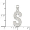 Black Bow Jewelry Sterling Silver, Sami Collection, Textured Block Initial S Pendant - 4 of 4