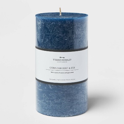7" x 4" Pillar Candle Cerulean Surf and Sea Navy - Threshold™