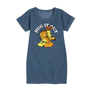 Girls' - Garfield - Hug It Out Graphic Short Sleeve Fleece Dress - 1 of 3