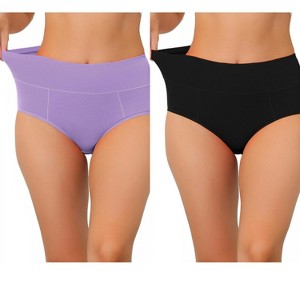 Allegra K Women's High Waist Available in Plus Size Tummy Control Briefs 2 Packs - 1 of 4