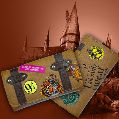 Harry Potter Hogwarts School Trunk Inspired Snap Closure Trifold Wallet - image 4