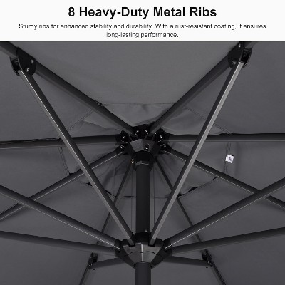 PURPLE LEAF Patio Umbrella Outdoor Table Umbrella Aluminum Frame Market Umbrella Sun Umbrella with 8 Sturdy Ribs