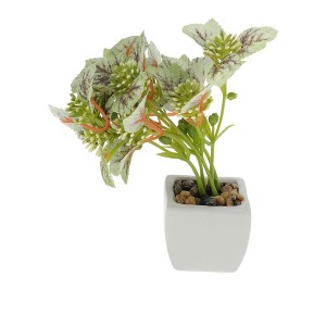 Unique Bargains Artificial Plants Ceramic Pot 2.01"x2.01"x5.51" 1 Pc - 1 of 4