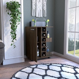 Kitchen Cart with 2 Open Liquor Bottle Shelves and Four Casters - 1 of 4