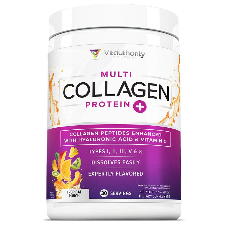 Multi Collagen Protein Plus, Tropical Punch, Vitauthority, 30 Servings, 1 of 5