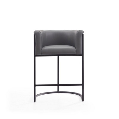 Cosmopolitan 33.8" Grey and Black Metal Counter Height Bar Stool