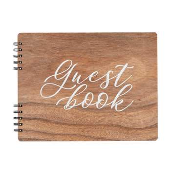 Paper Junkie Rustic Style Wooden Guest Book - Wedding Reception, Bridal Shower, Baby Shower Guest Book (112 pages, 11.25x8.75 In)