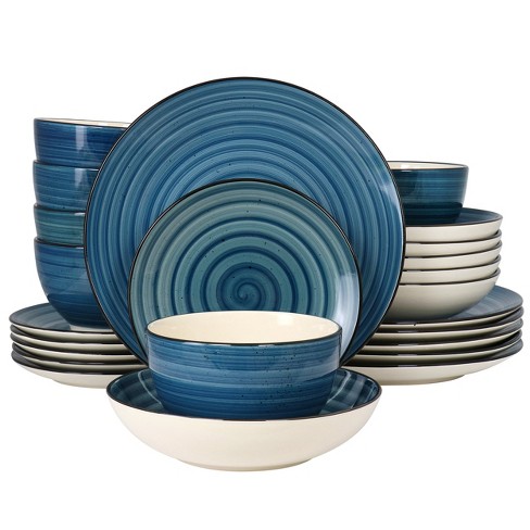 Elama Gia 24 Piece Stoneware Dinnerware Set In Dark Blue : Target