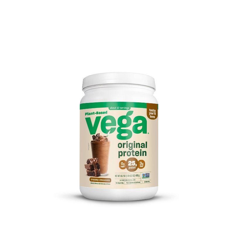 Vega Original Chocolate Vegan Plant Based Protein Powder - 16.2oz, 1 of 12