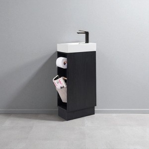 16 Inch Small Bathroom Vanity with Sink Combo, Floor Standing Bathroom Cabinet with 2 Toilet Paper Holders and Storage - 1 of 4