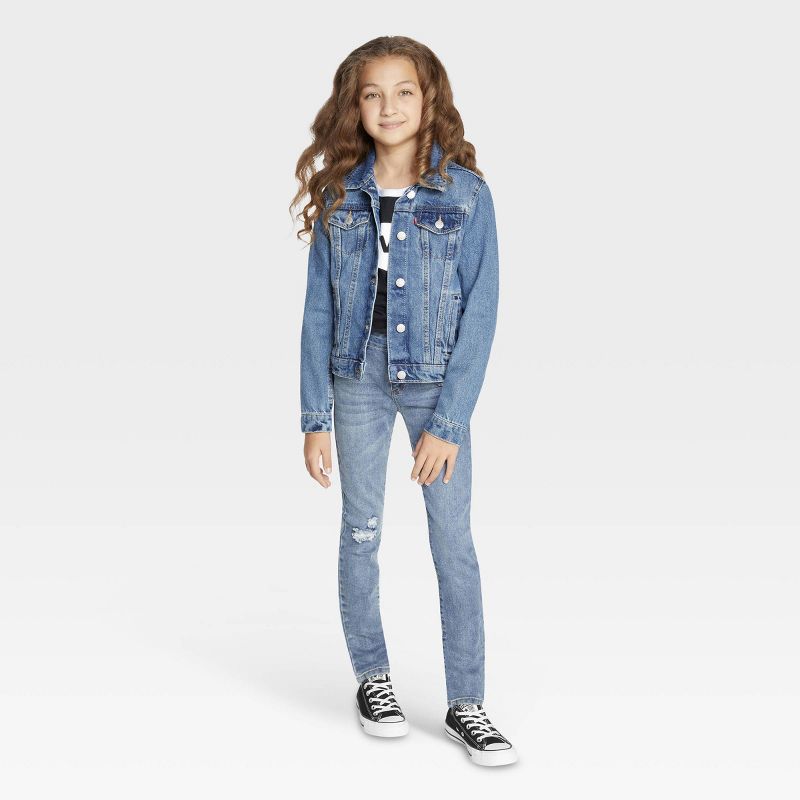 Levi's® Girls' Trucker Jeans Jacket - Dark Wash, 4 of 10