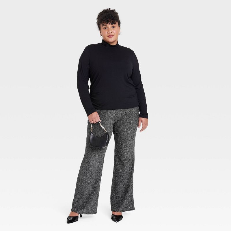 Women's High-Rise Knit Flare Pull-On Pants - Ava & Viv™ Black, 3 of 4