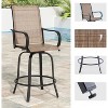 VisioGear Patio Counter and Bar Stools, 4 Pieces Bar Stools, Height Top Patio Barstools 360° Swivel, Brown, 25.2"*25.2"*48.6" - 4 of 4