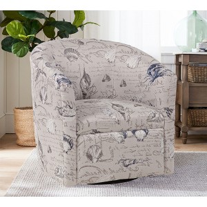 Fabric Swivel Accent Chair with Dacron-Wrapped Cushion, Wrap-Around Seat, and 360-Degree Swivel - 1 of 4