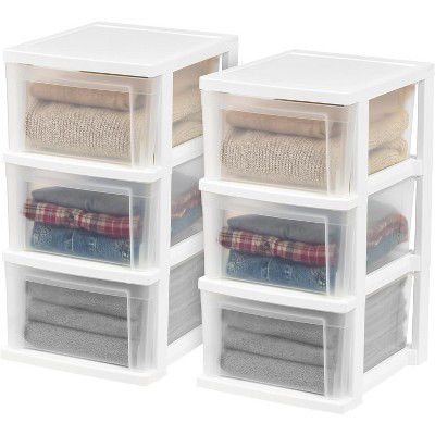 Iris Usa 3-drawer Plastic Storage Dresser, 2-pack, Standing Organizer ...