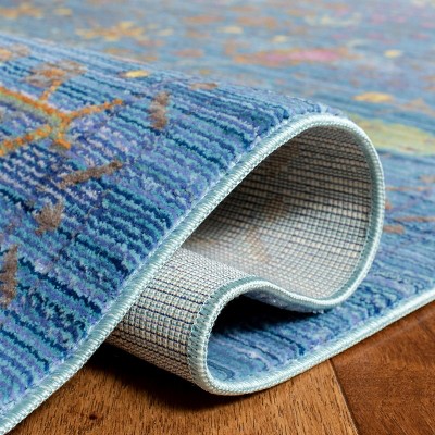 Serenity Blue Floral 27" Synthetic Area Rug