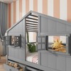 JUJABU Full Size Loft Bed with Playhouse Roof and Windows, Wooden Frame with Ladder, Guardrails, and 4 Built-In Storage Drawers - 4 of 4