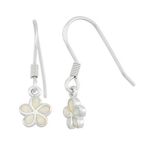 Opalata Sterling Silver White Inlay Opal Flower Earrings - White - 1 of 2