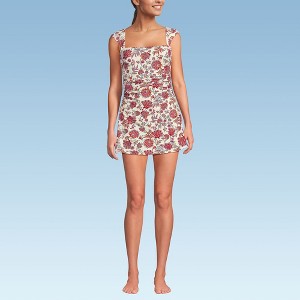 women's smoothing square neck ruched swim dress swimsuit Lands' End Women's Smoothing Square Neck Ruched Swim Dress Swimsuit