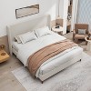 KTMBDW Queen/King Size Upholstered Platform Bed Frame, High Headboard Wingback Bed, Fully Upholstered Mattress Foundation, No Box Spring Needed, Beige - 3 of 4