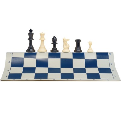 Best Value Tournament Chess Set - Staunton Chess Pieces and Green Roll-Up 1