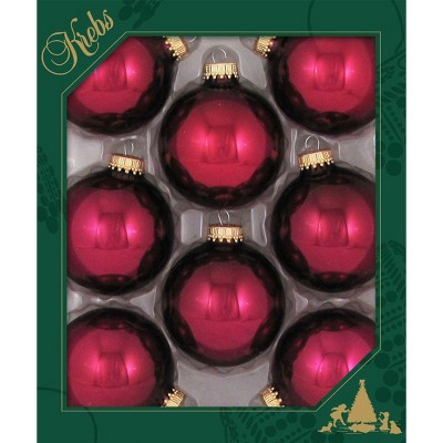 Christmas by Krebs 8ct Burgundy Red Glass Christmas Ball Ornaments 2.5" (67mm)