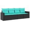 vidaXL Garden Sofa Set Black PE Rattan 4 Piece Set Modular - 2 of 3
