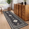 Faux Wool Boho Vintage Floral Printed Area Rug Machine Washable Foldable Ultra Thin Non Slip Stain Resistant Pet Friendly Carpet For Home Decor - 2 of 4