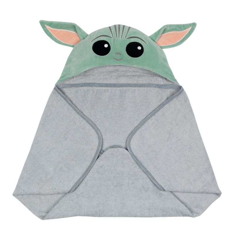 Lambs & Ivy Star Wars The Child/Baby Yoda/Grogu Gray Hooded Baby Bath Towel, 4 of 6