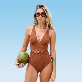 Women's Cutout Ribbed One Piece Swimsuit -Cupshe