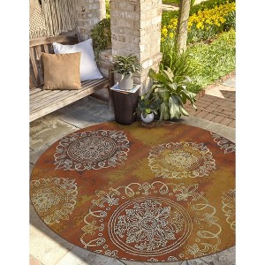 Unique Loom    Outdoor Modern Trio Area Rug - 1 of 4
