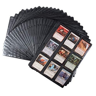 Monster 9 Pocket Trading Card Album Pages 25 Pack - Extra Strong Pockets- Fits Standard 3-Ring Binders w Anti-Theft Side-Loading Protector Sheets- for Yugioh, Magic, Pokemon, MTG Card