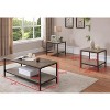 Kings Brand Furniture Helder 3 Piece Gray Finish Wood/Black Metal Frame Occasional Table Set, Coffee Table & 2 End Table - 2 of 3